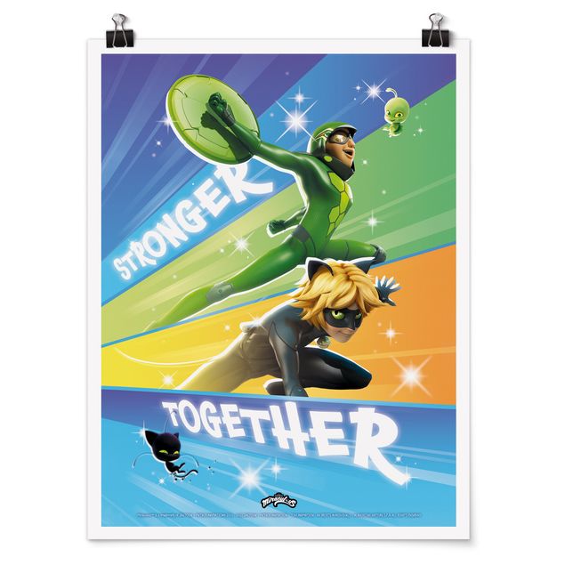 Poster - Miraculous Cat Noir And Carapace Stronger Together