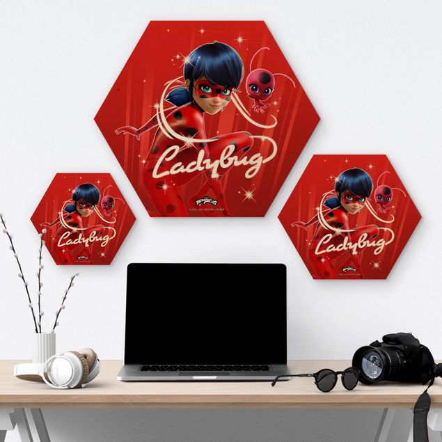 Hexagons houten schilderijen  - Miraculous Ladybug And Trixx