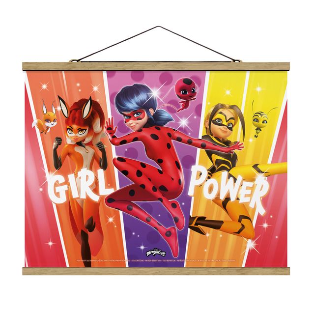 Stoffen schilderij met posterlijst - Miraculous Rainbow Girl Power