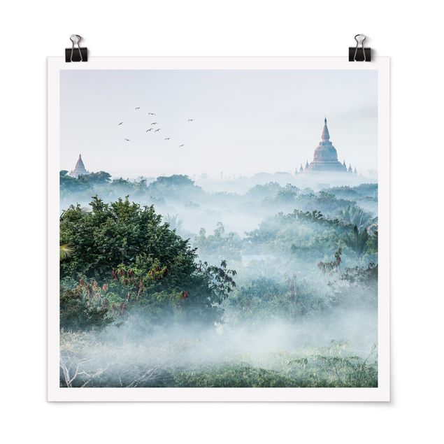 Posters Morning Fog Over The Jungle Of Bagan