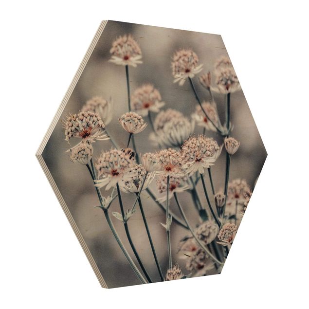 Hexagons houten schilderijen Mystical Bouquet Of Flowers