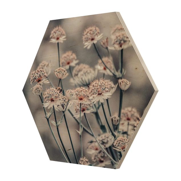 Hexagons houten schilderijen Mystical Bouquet Of Flowers