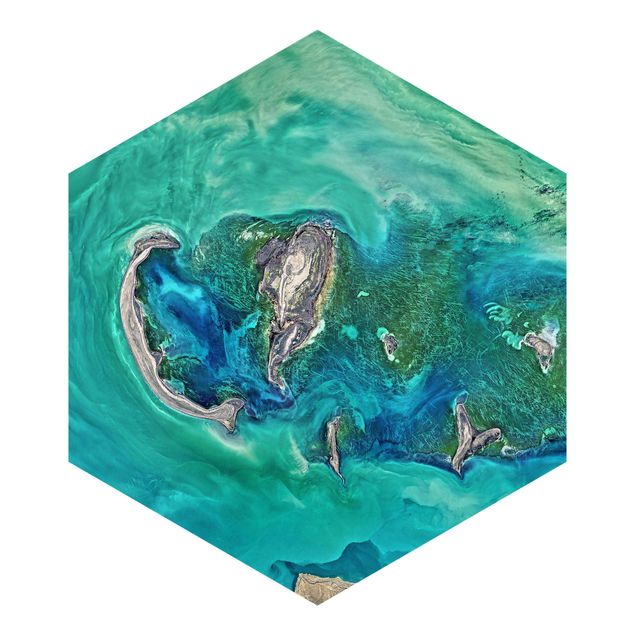 Hexagon Behang NASA Picture Caspian Sea