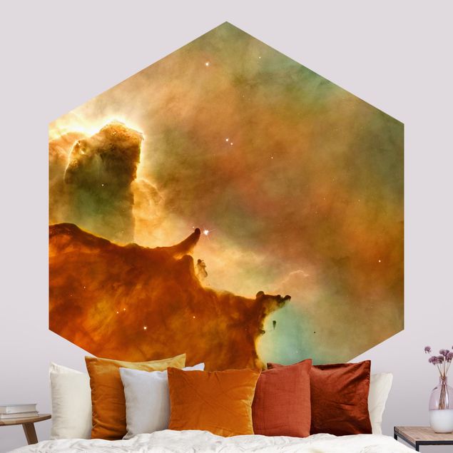 Hexagon Behang NASA Picture Orange Space Nebula
