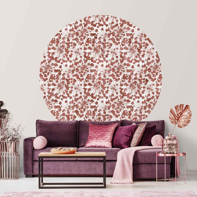 Behangcirkel Natural Pattern Dandelion With Dots Copper