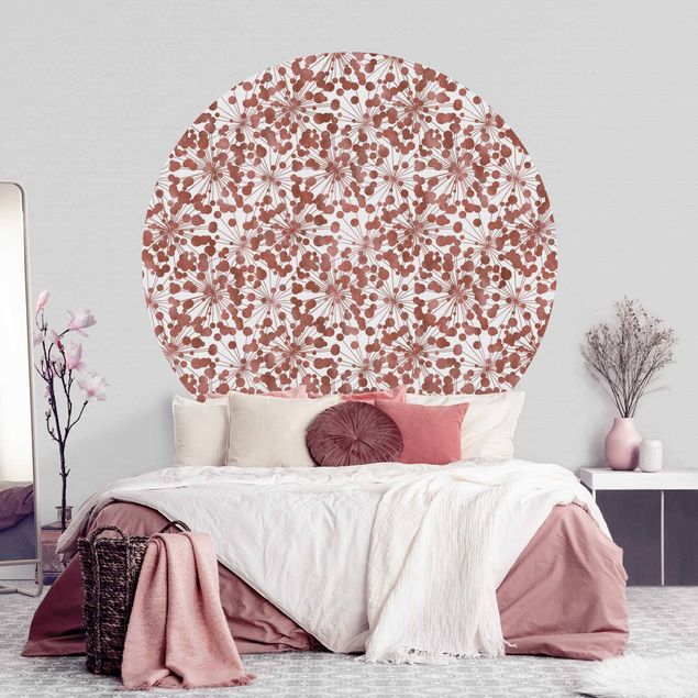 Behangcirkel Natural Pattern Dandelion With Dots Copper