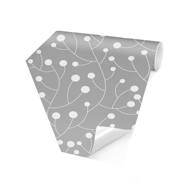 Hexagon Behang Natural Pattern Growth With Dots On Gray