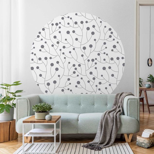 Behangcirkel Natural Pattern Growth With Dots Grey