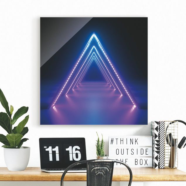 Glas Magnetboard Neon Triangle