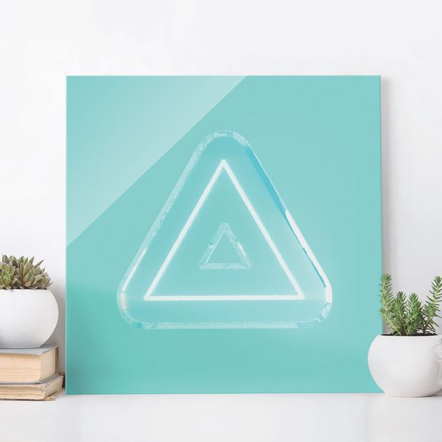 Glas Magnettafel Neon Gamer Symbol Triangle