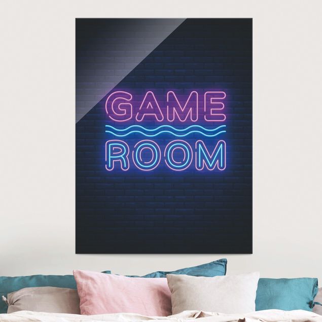 Glas Magnettafel Neon Text Game Room