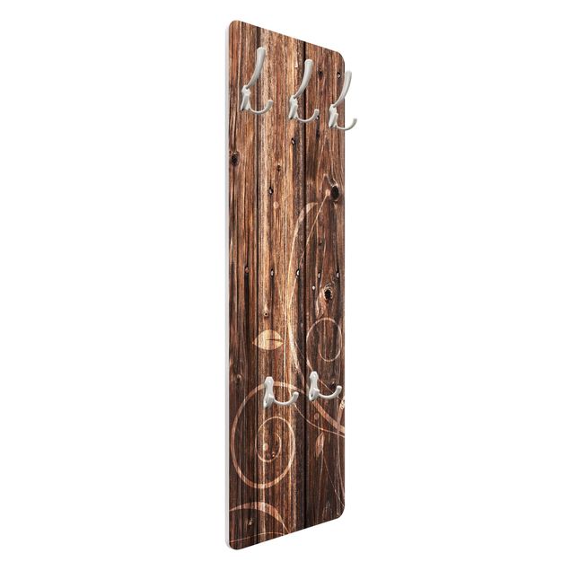 Wandkapstokken houten paneel No.547 Wooden fence flora