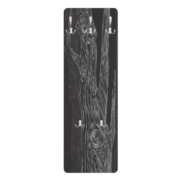 Wandkapstokken houten paneel No.MW20 Living Forest Anthracite Grey