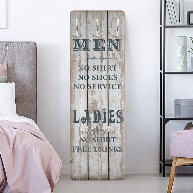 Wandkapstokken houten paneel No.RS181 Men and Ladies