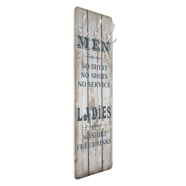 Wandkapstokken houten paneel No.RS181 Men and Ladies