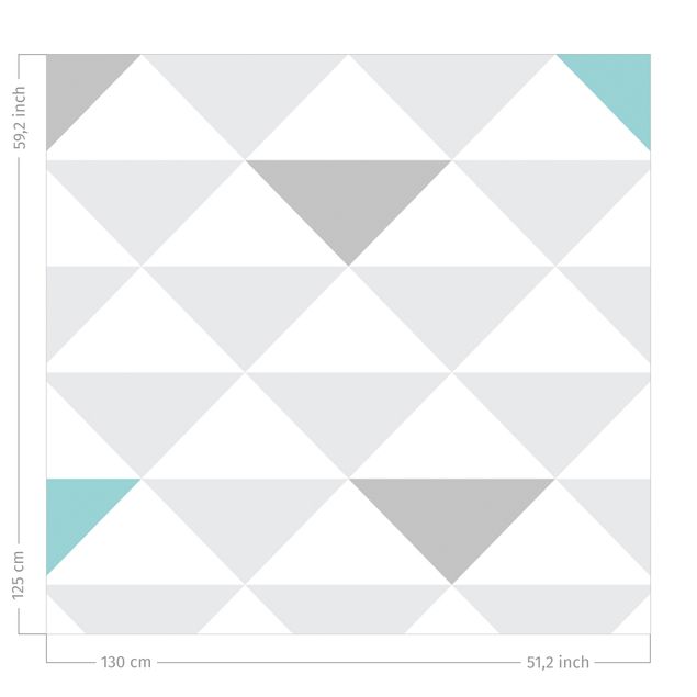 gordijn patroon No.YK64 Triangles Gray White Turquoise