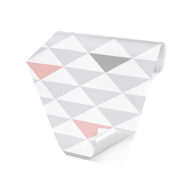 Hexagon Behang No.YK65 Triangles Gray White Pink