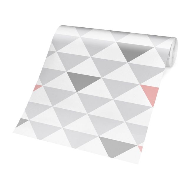 Patroonbehang No.YK65 Triangles Grey White Pink