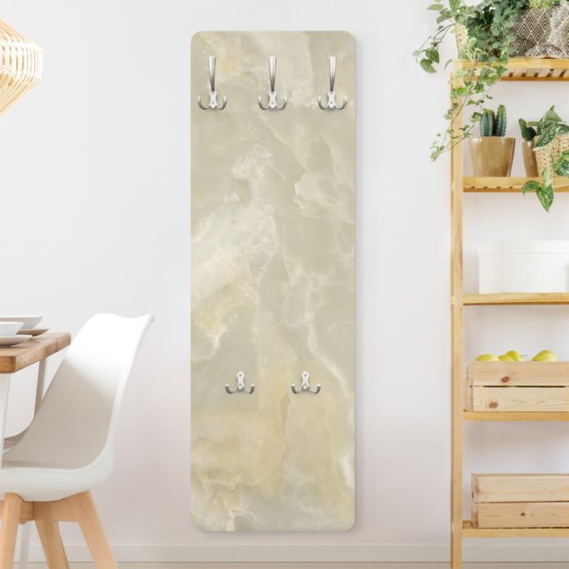 Wandkapstokken houten paneel Onyx Marble Cream