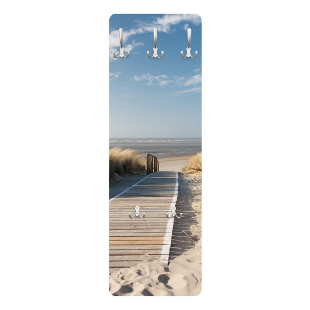 Wandkapstokken houten paneel Baltic Sea Beach