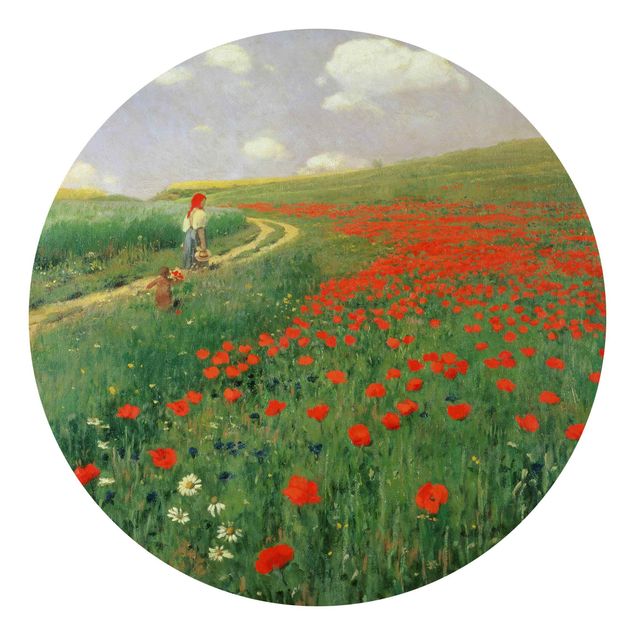 Behangcirkel Pál Szinyei-Merse - Summer Landscape With A Blossoming Poppy