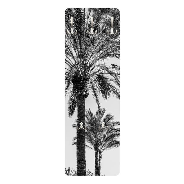 Wandkapstokken houten paneel Palm Trees At Sunset Black And White