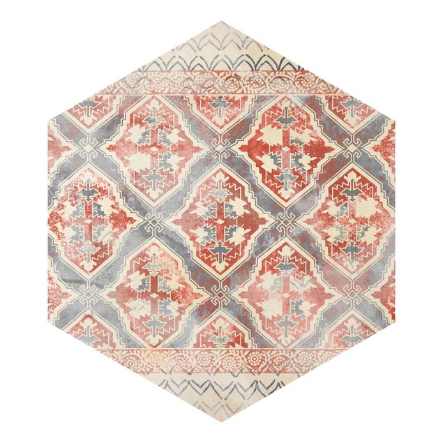 Hexagon Behang Persian Vintage Pattern In Indigo II