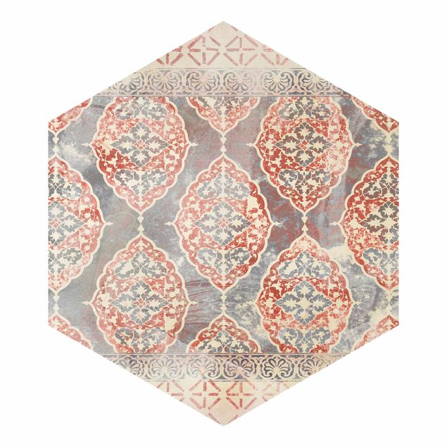 Hexagon Behang Persian Vintage Pattern In Indigo III