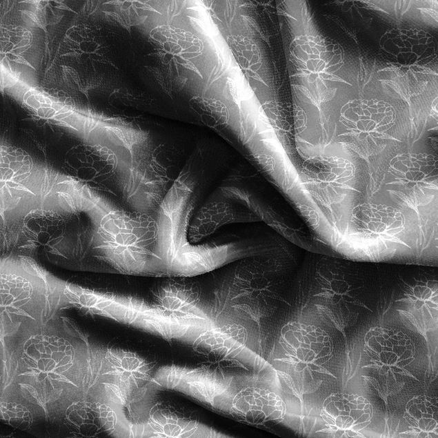 gordijn patroon Peony Pattern - Grey