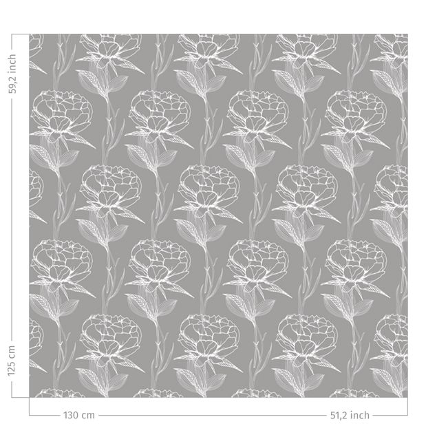 gordijnen bloemen Peony Pattern - Grey