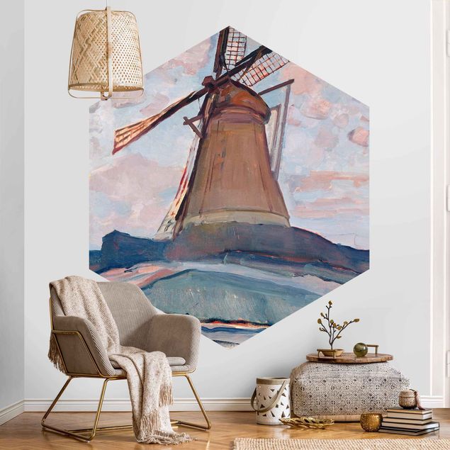 Hexagon Behang Piet Mondrian - Windmill