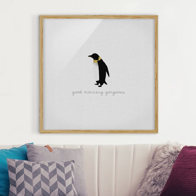 Ingelijste posters Penguin Quote Good Morning Gorgeous