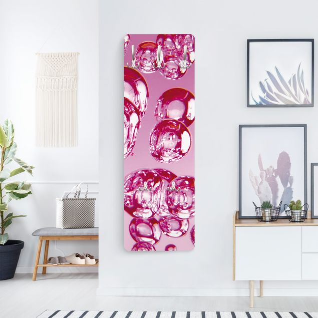 Wandkapstokken houten paneel Pink Bubbles