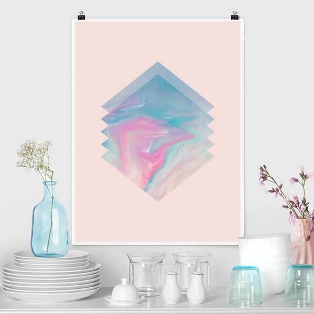 Posters Pink Water Marble