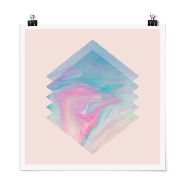 Posters Pink Water Marble
