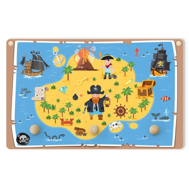 Wandkapstokken voor kinderen Pirates - On Treasure Hunt