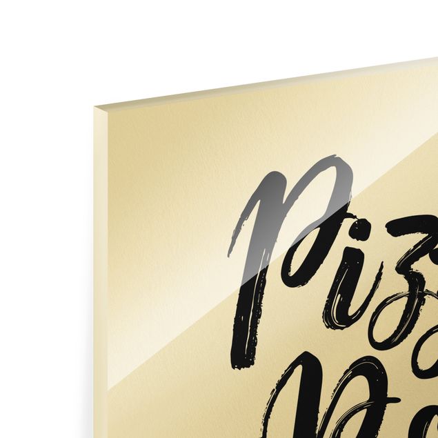 Glasschilderijen Pizza Pasta And Vino