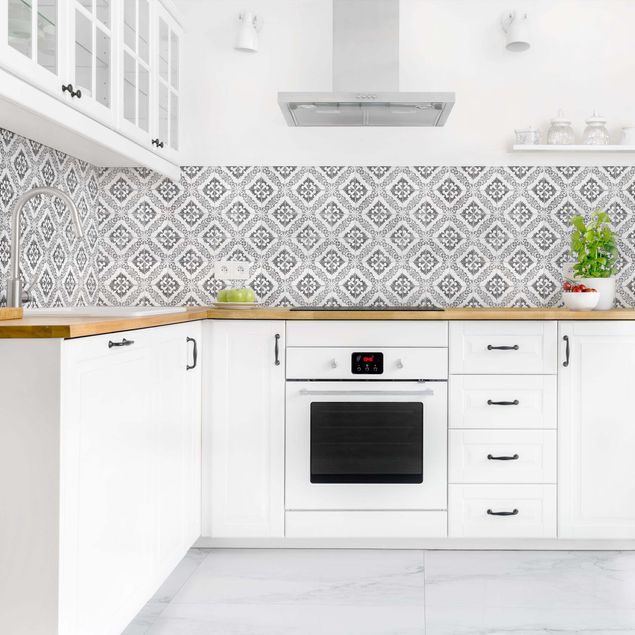 Achterwand in keuken Portuguese Vintage Ceramic Tiles - Silves Black And White