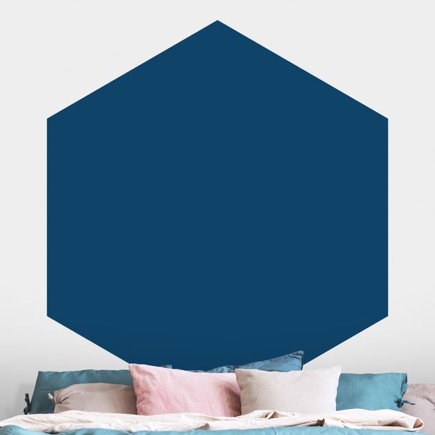 Hexagon Behang Prussian Blue