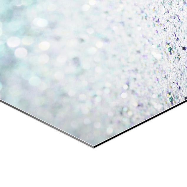 Hexagons Aluminium Dibond schilderijen Princess Glitter Landscape In Mint Colour