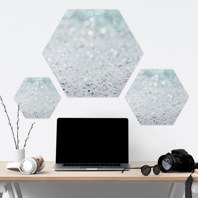 Hexagons Forex schilderijen Princess Glitter Landscape In Mint Colour