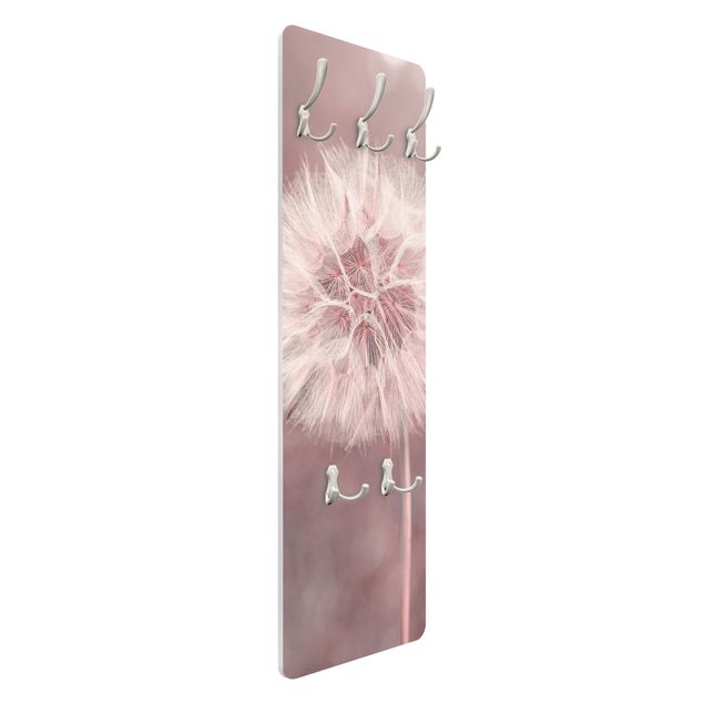 Wandkapstokken houten paneel Dandelion Bokeh Light Pink