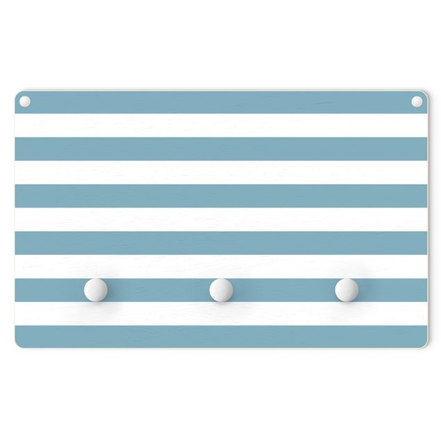 Wandkapstokken voor kinderen Horizontal Stripes Blue White