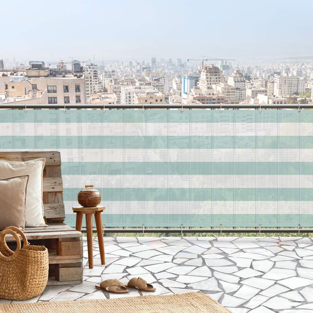 balkonbekleding Horizontal Stripes in Pastel Mint