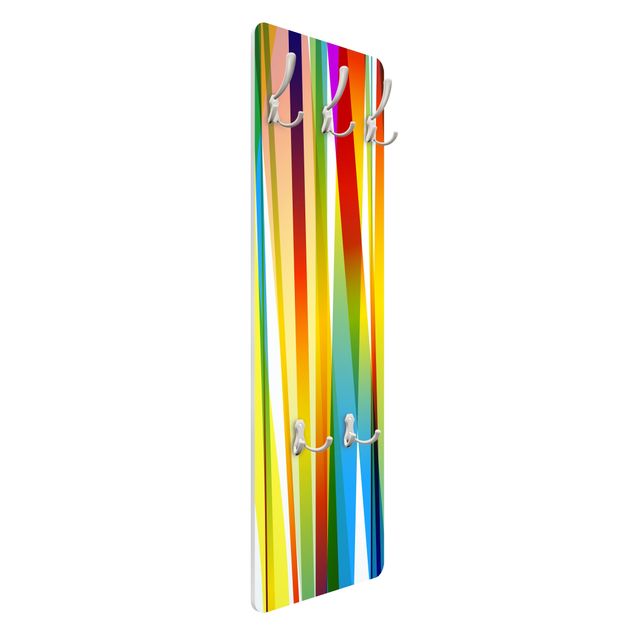 Wandkapstokken houten paneel Rainbow Stripes