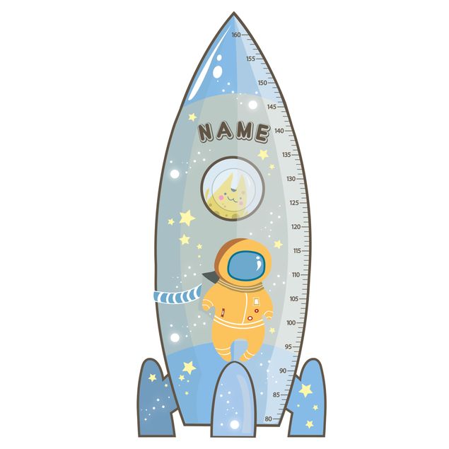 groeimeter met naam Rocket blue with custom name