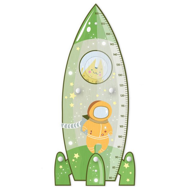 Groeimeter kinderen hout met haken - Rocket Green