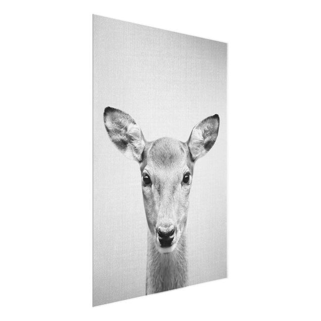 Glasschilderijen - Roe Deer Rita Black And White