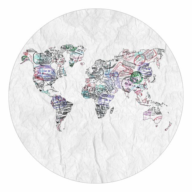 Behangcirkel Passport Stamp World Map