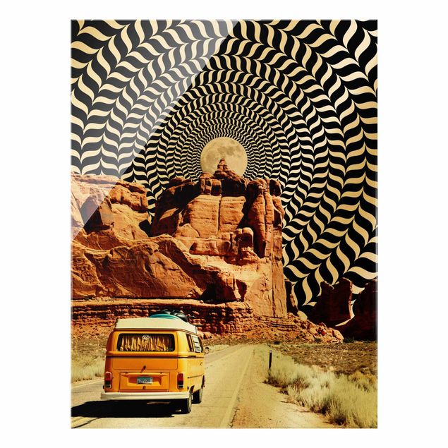 Glasschilderijen - Retro Collage - The Best Road Trip II